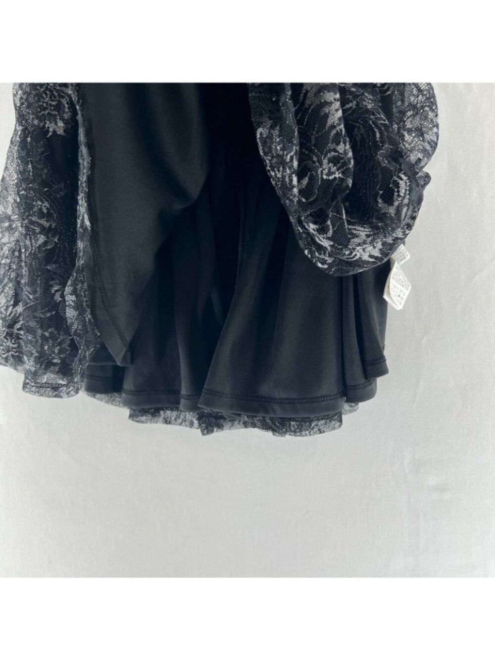 Forever 21 Metallic Floral Lace Strapless Dress Size S Lined Skater Black Silver - Picture 12 of 13